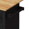 Kitchen Island Cart with 2 Door Cabinet and Three Drawers,43.31 Inch Width with Spice Rack,Towel Rack - Black